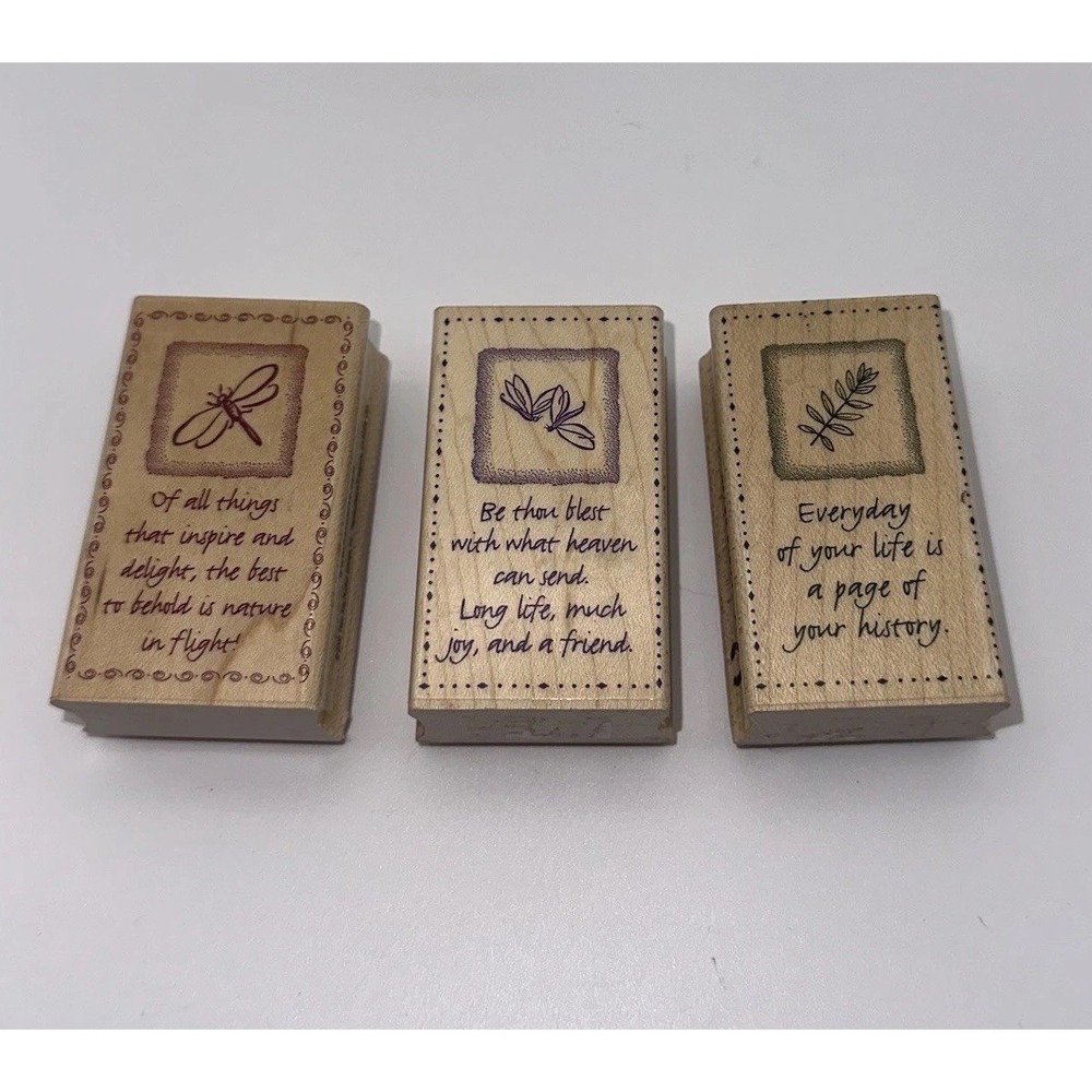 Hero Arts Inspiration Prints Dragonfly D2022 D2142 Leaf D2146 Rubber Stamp Lot 3